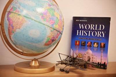 Globe, Book and plane