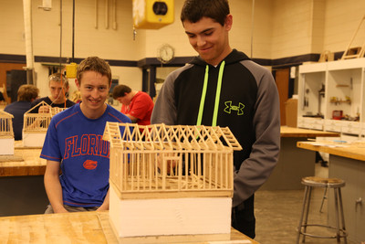 students working in shop class