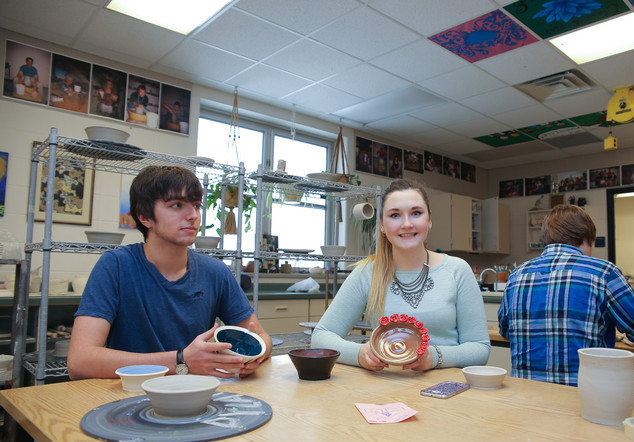 Students in ceramics class