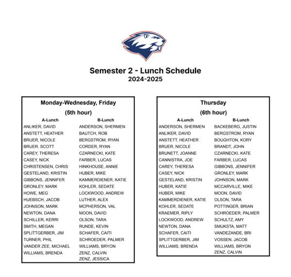 Lunch Schedule