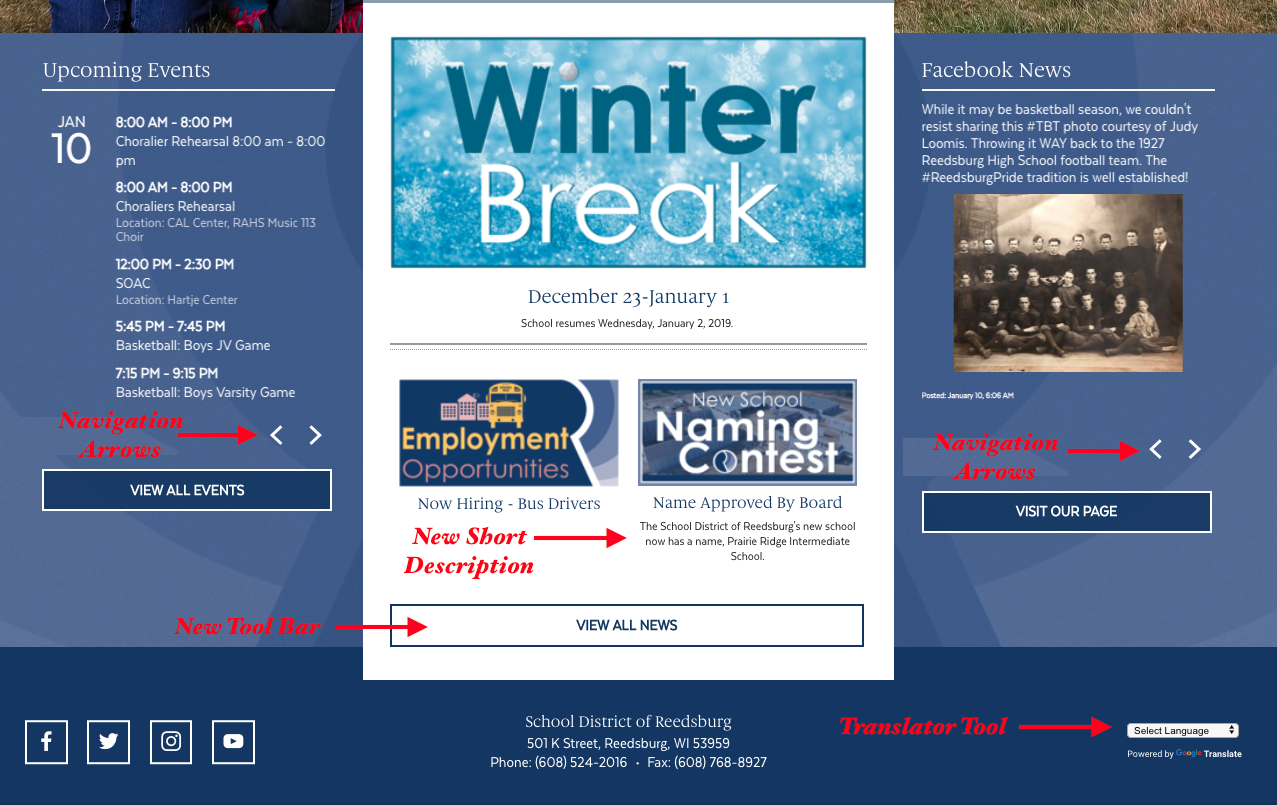 Website Updates to navigation and links